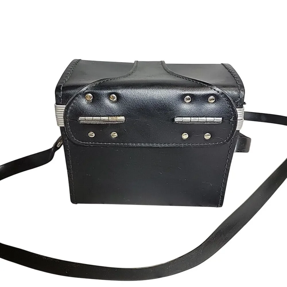 Camera Case Vintage Hard Shell With Strap Black For Polaroid Or Other Cameras